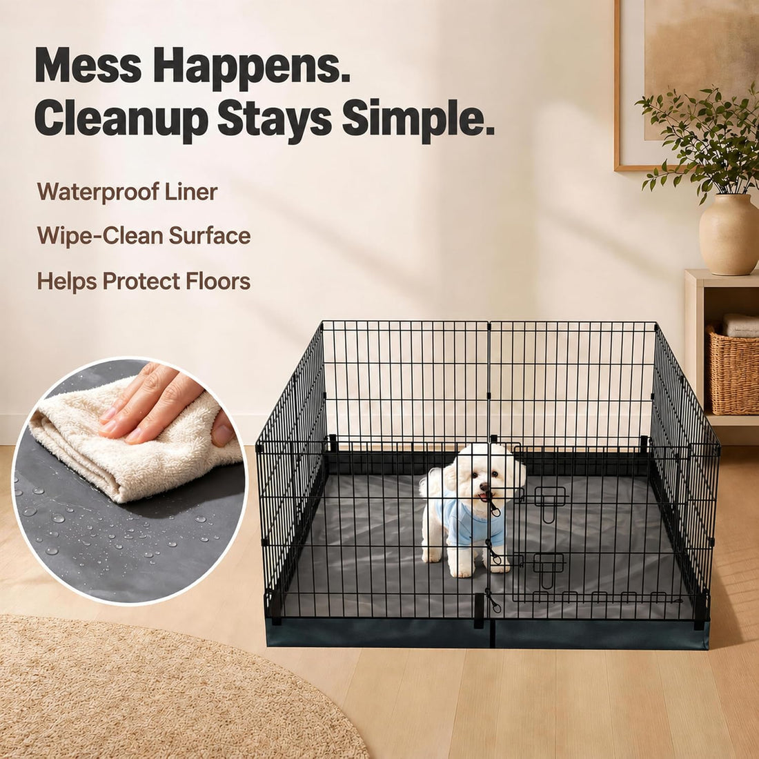 Foldable Dog Playpen,24in 8 Panels Metal Pet Exercise Fence