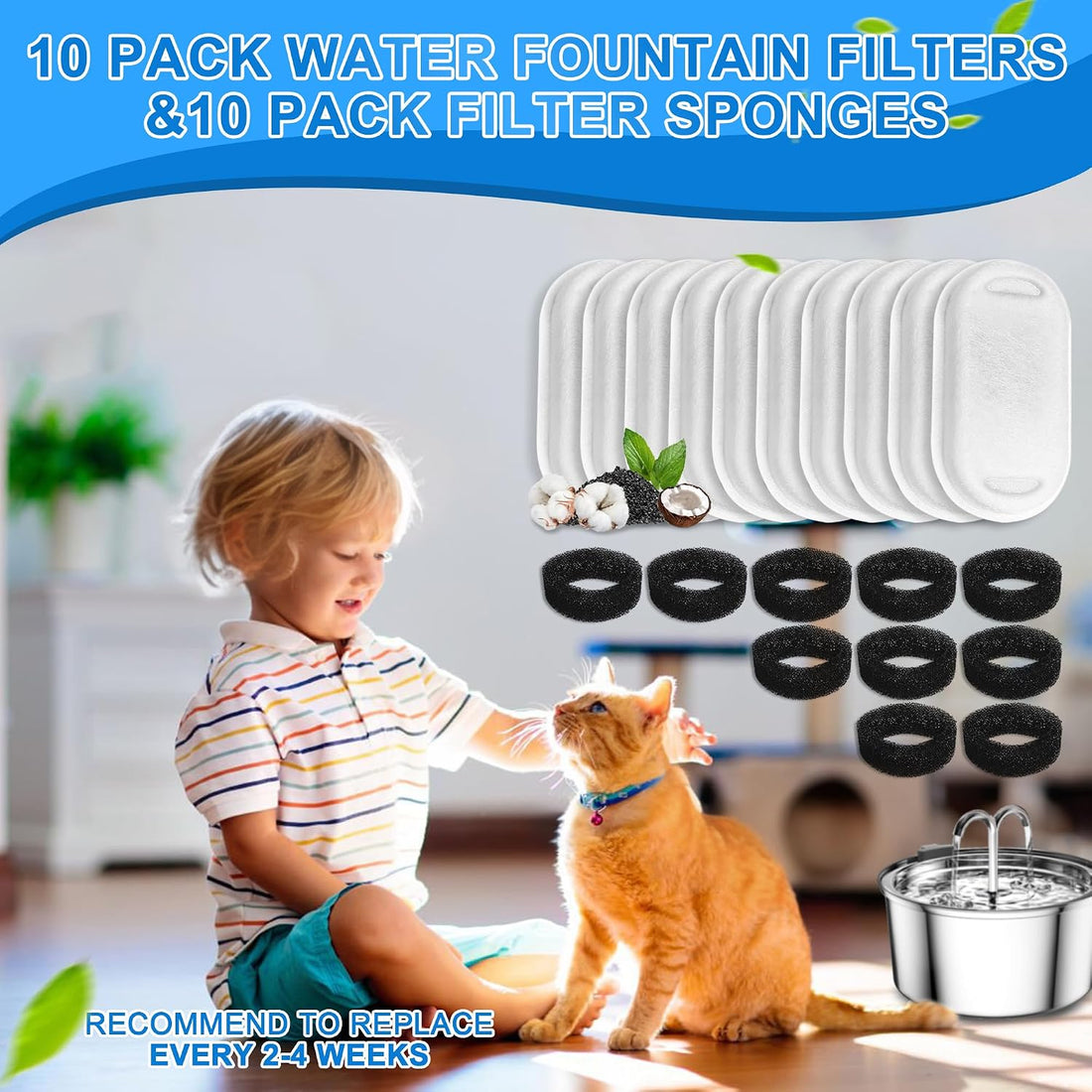 Cat Water Fountain Filters, 20Pack Cat Fountain Replacement Filters