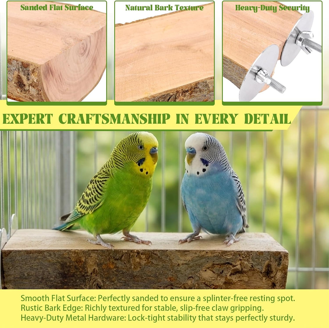 2PCS Large Flat Bird Perch Platform for Cage (6" x 3.15")