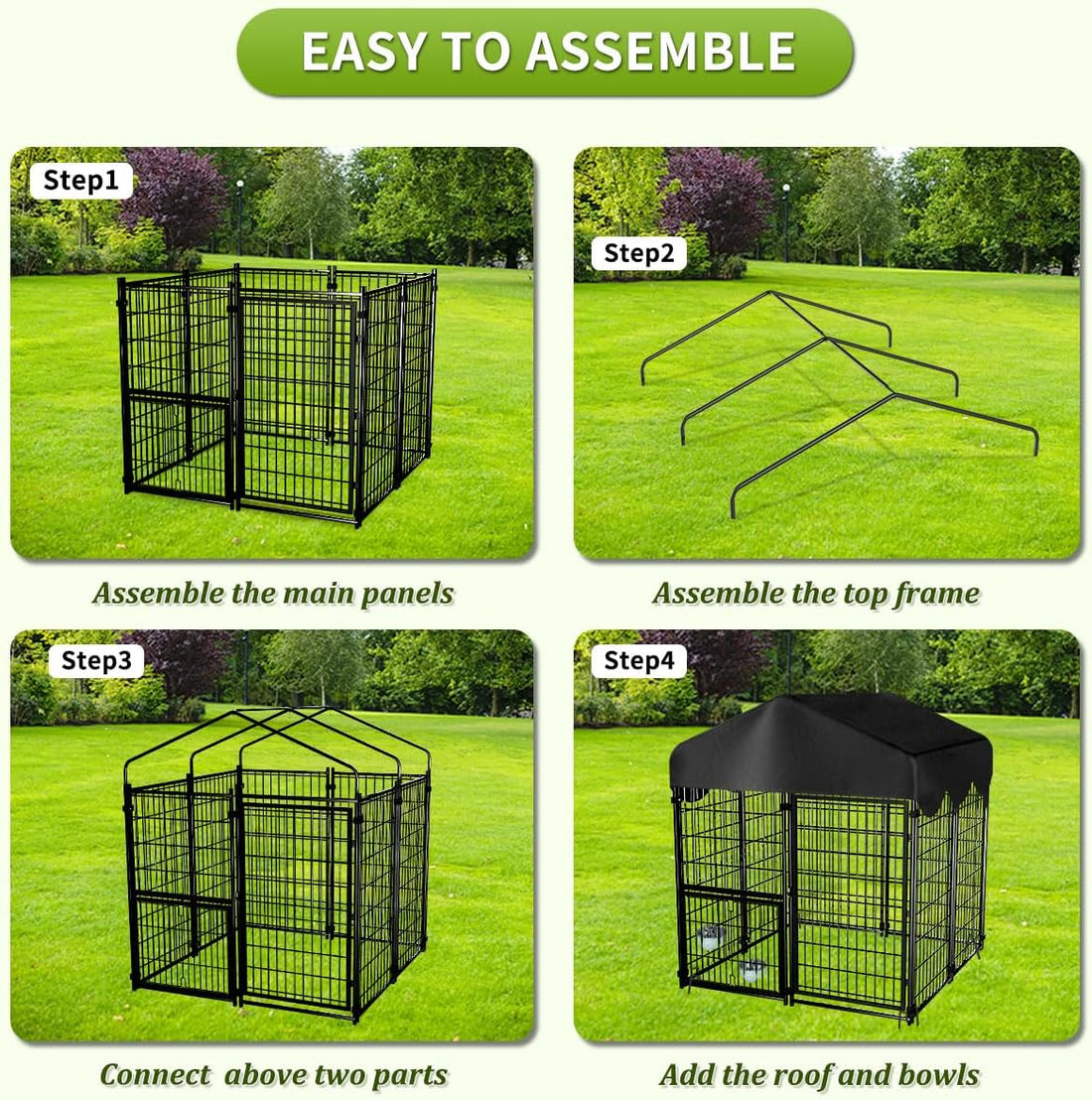 Heavy Duty Dog Kennel Outdoor, Covered Dog Kennels Outside with Roof