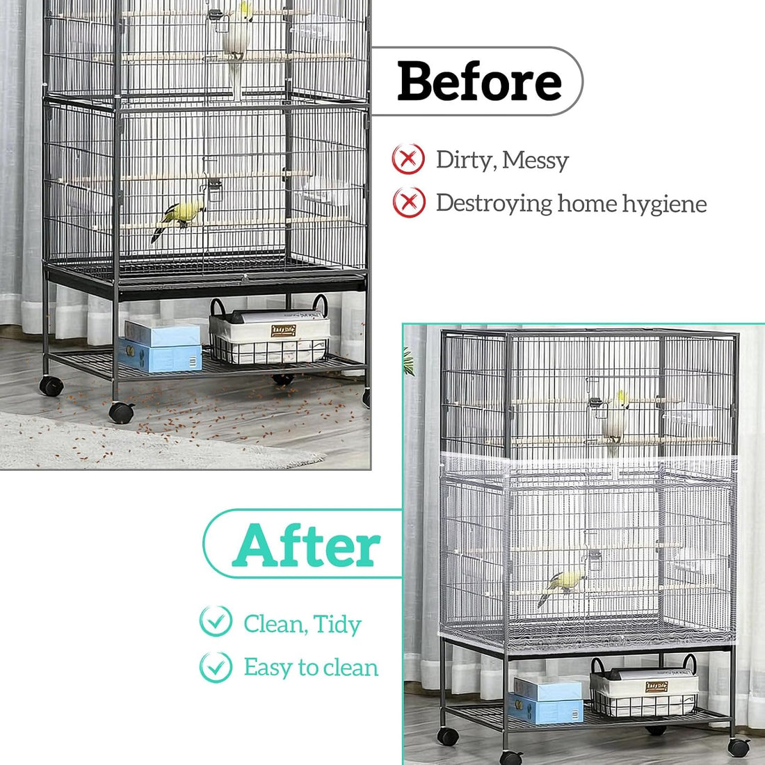 FNANJWQ 2 Pcs Bird Cage Cover Universal Bird Cage Seed Catcher