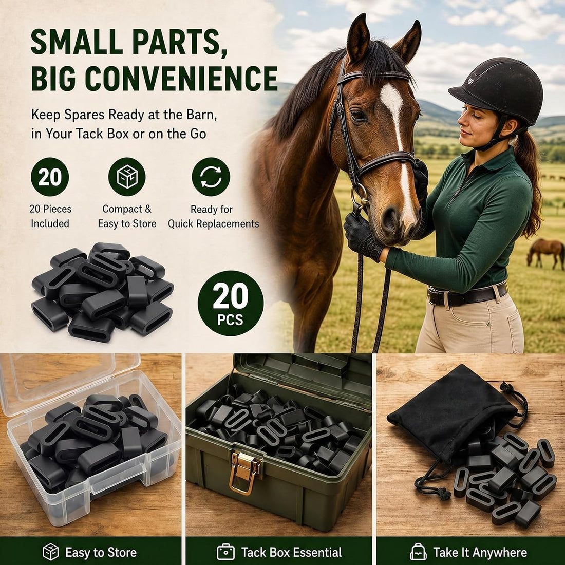 Hsei 20 Pack Rubber Bridle Keepers