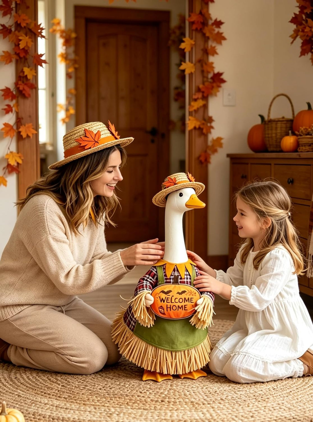Fall Goose Outfits Scarecrow Porch Goose Clothes for Outdoor Lawn