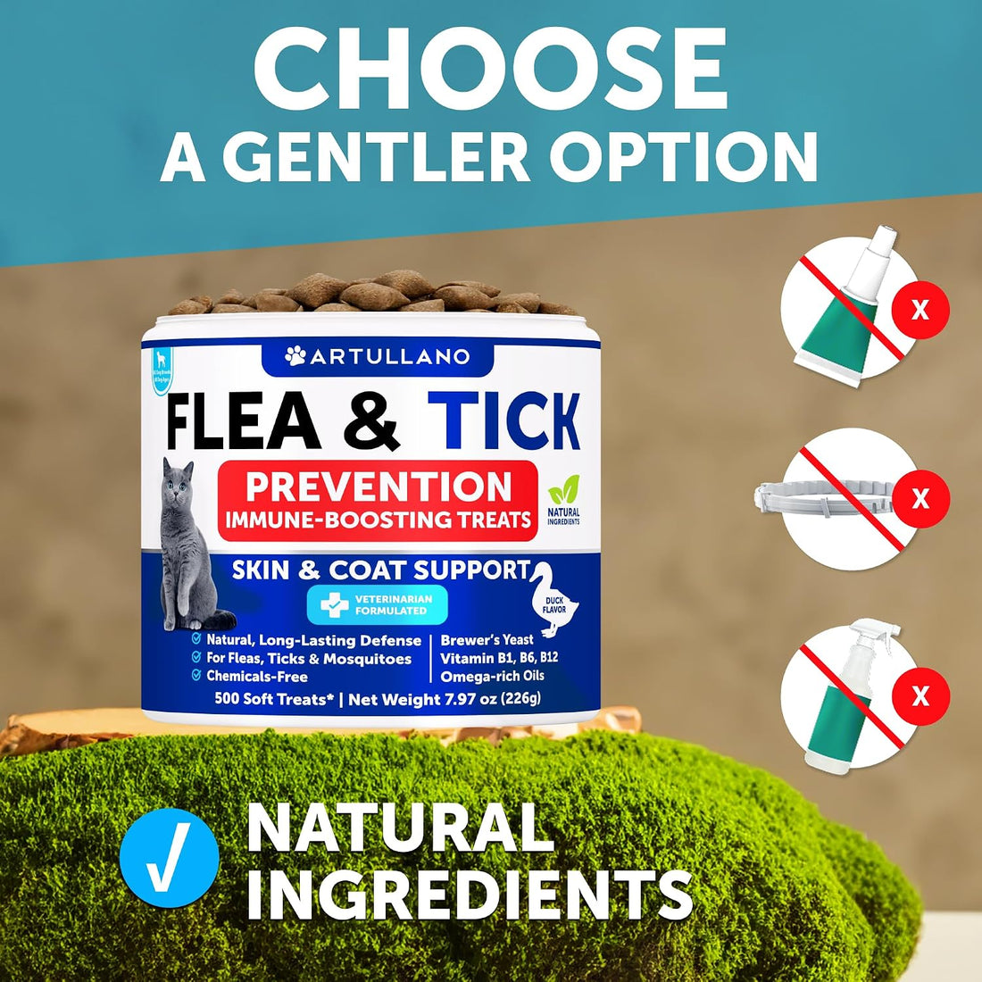 Flea and Tick Support for Dogs - 120 Chews - Dog Flea Chewables