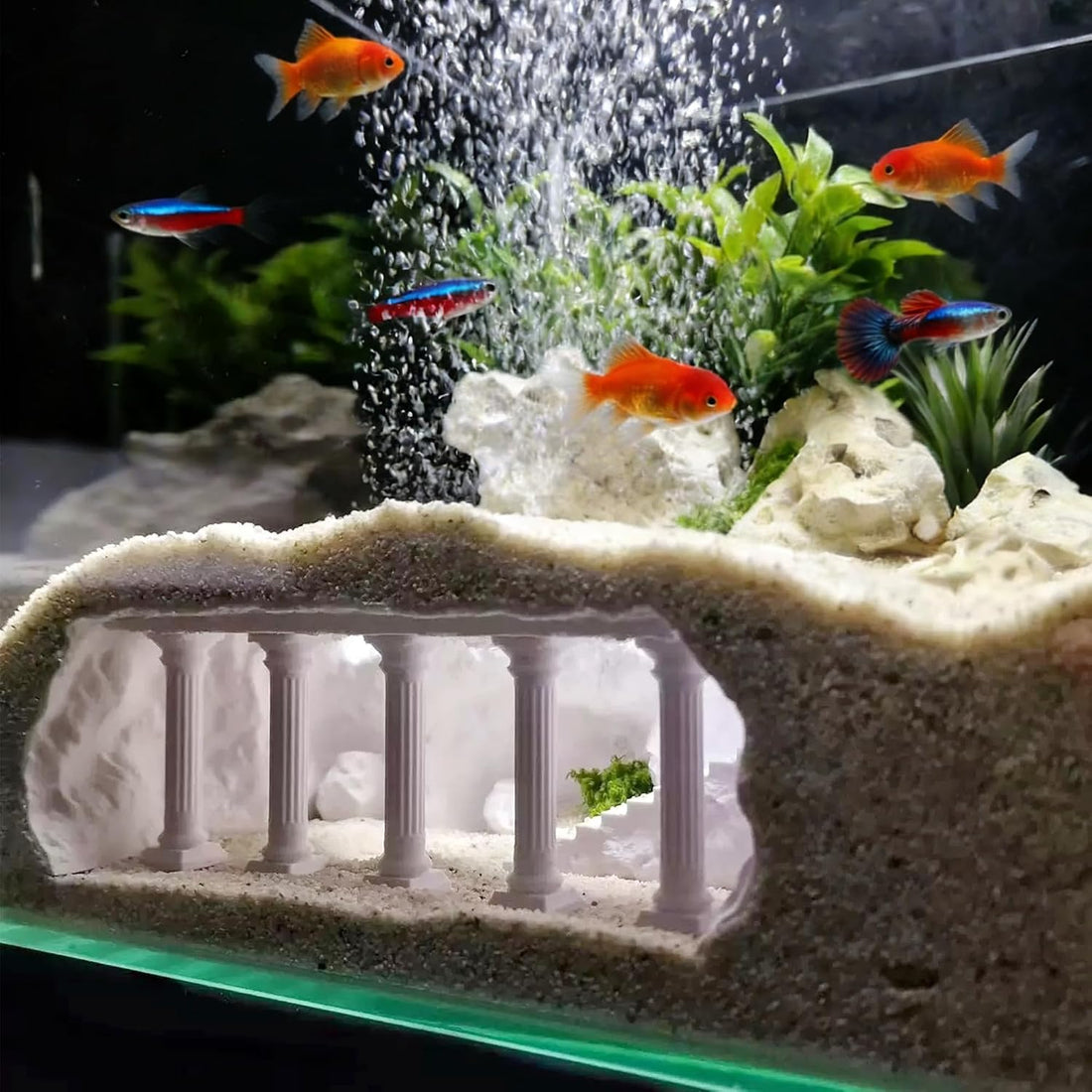 LIYAOLI Aquarium Ornaments Cave Tunnel with Viewing Ports