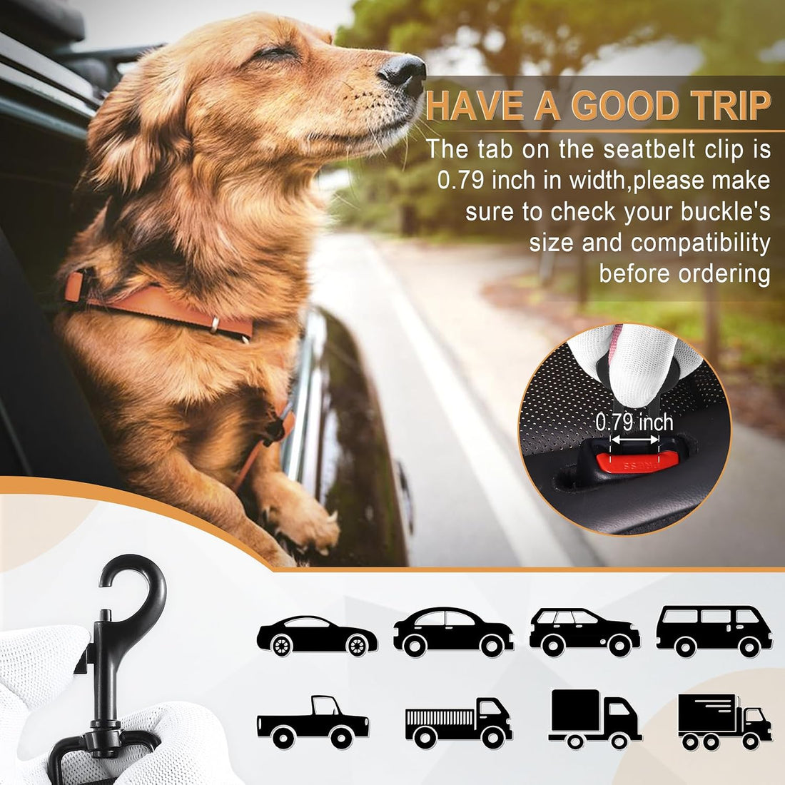 LivTee Dog Seat Belt for Car, Retractable Pet Safety Harness