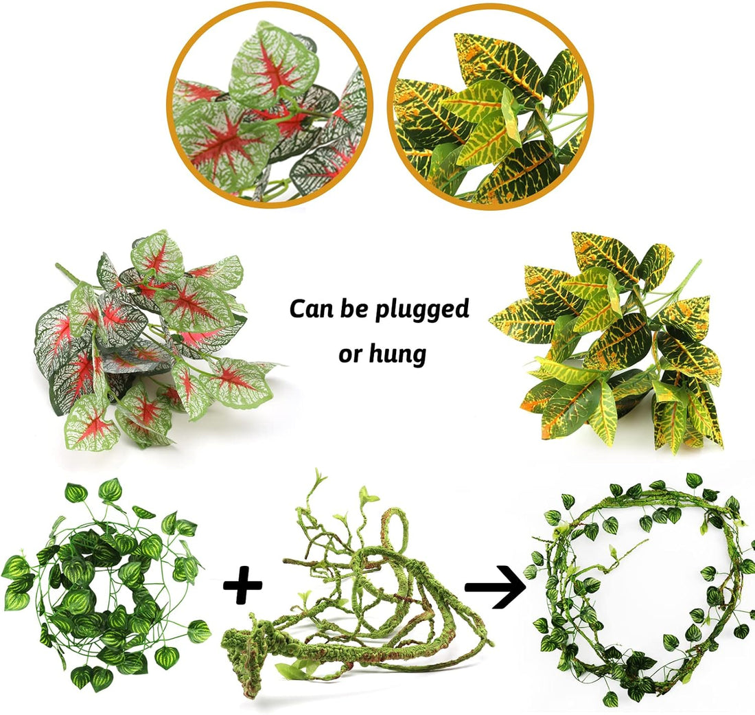 Reptile Plants, Terrarium Hanging Plant Vines Artificial Leaves