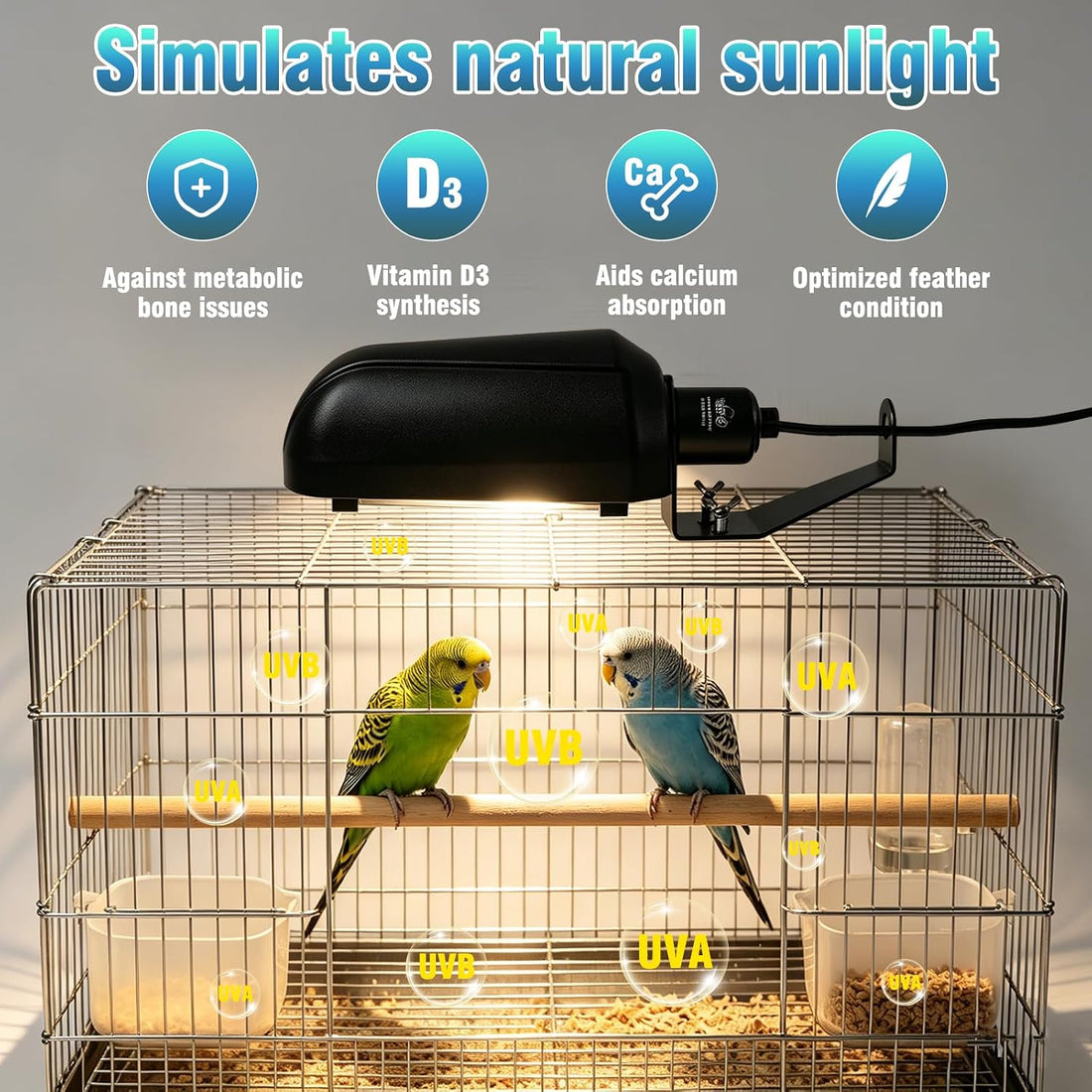 LUCKY HERP Bird Cage Lighting Fixture Combo Kit