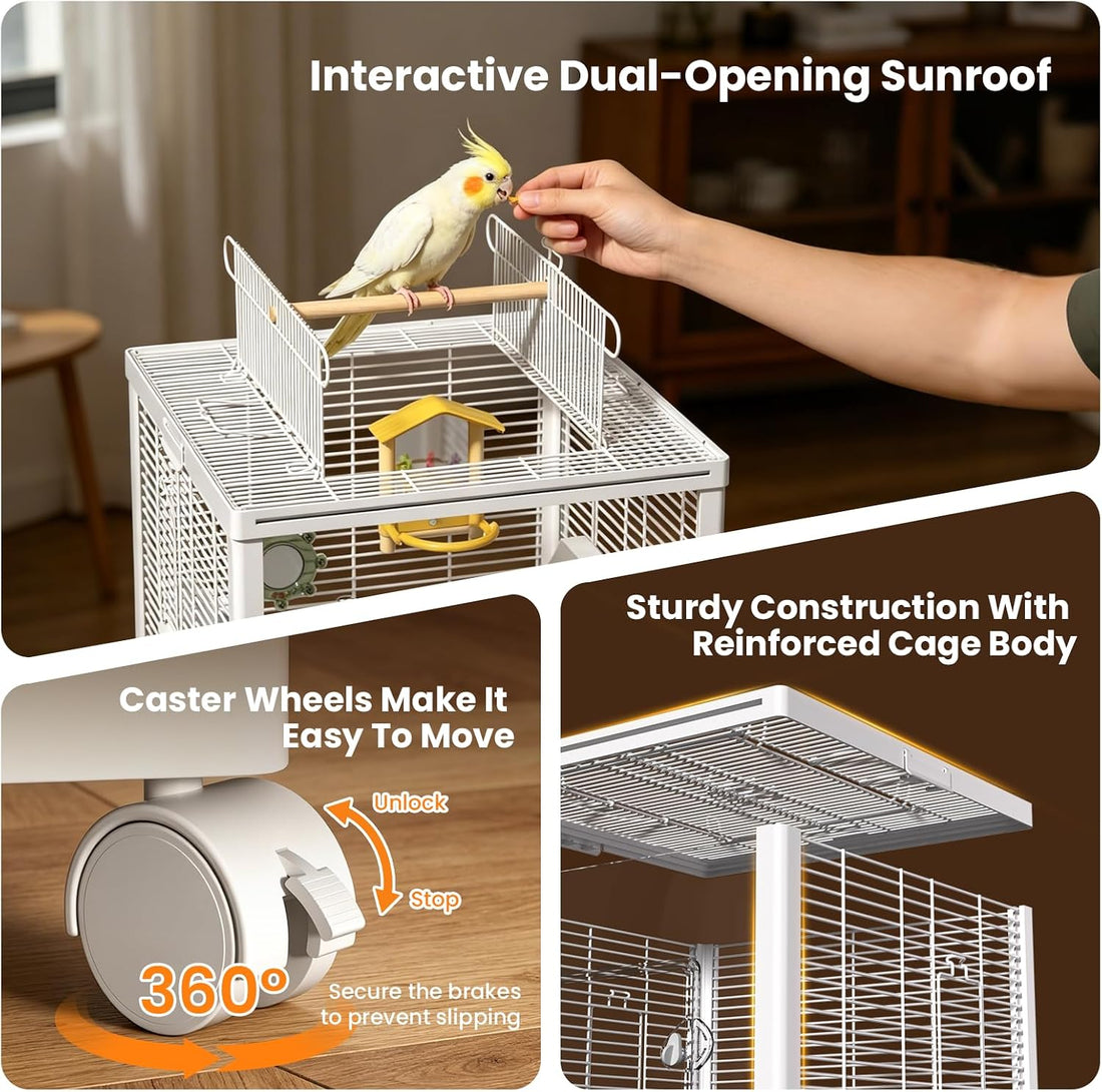 39-inch Large Double-Layer Bird Cage,Bird Flight Cage with Perch