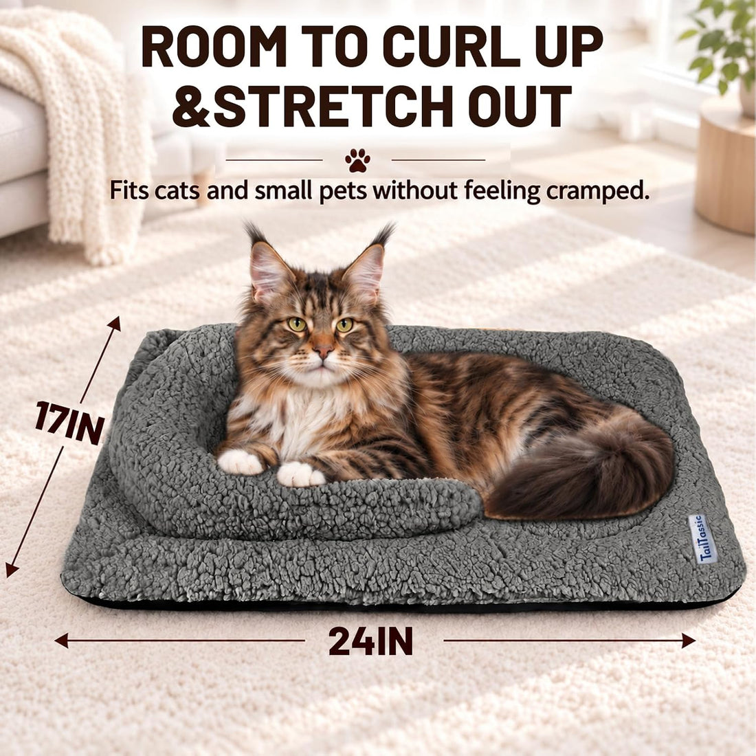 TailTastic Self Warming Cat Bed with U-Shaped Pillow for Warmth