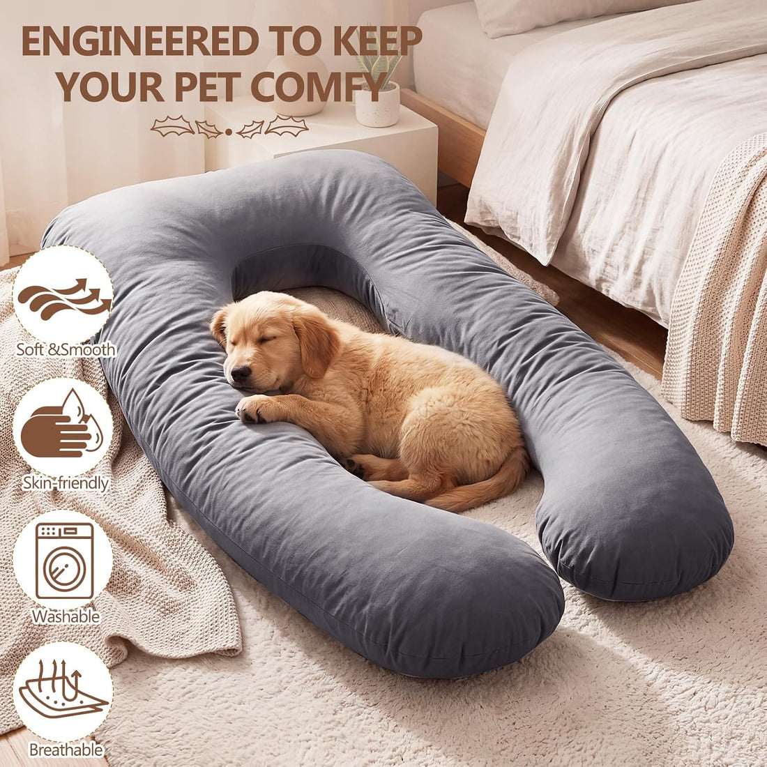 Mifoci Dog Sleeping Pillow for Large & Medium Dogs Calming Body Pillow