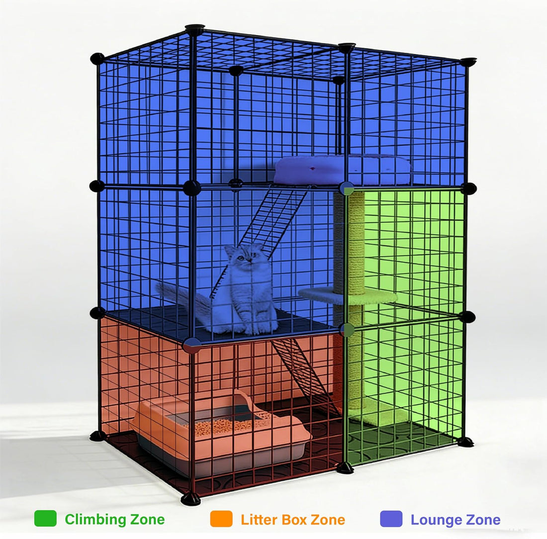 DIY Modular Cat Playpen 2x3x1 Grid | Compact Indoor Cat Enclosure