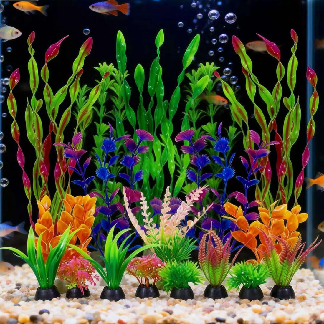 Artificial Aquarium Plants Set, Plastic Fish Tank Decorations