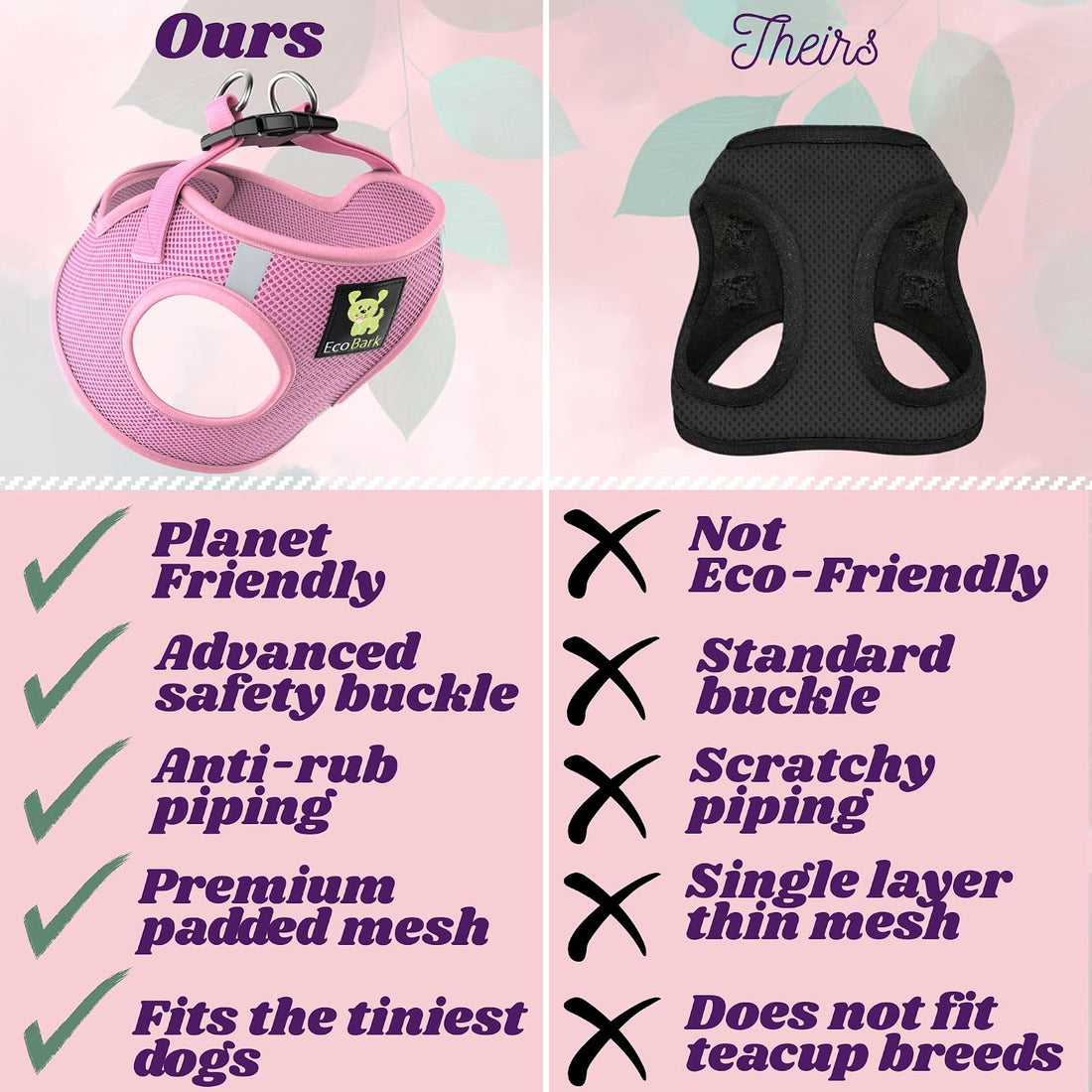 EcoBark XXS Dog Harness, Soft Step in Teacup Puppy Mesh Vest