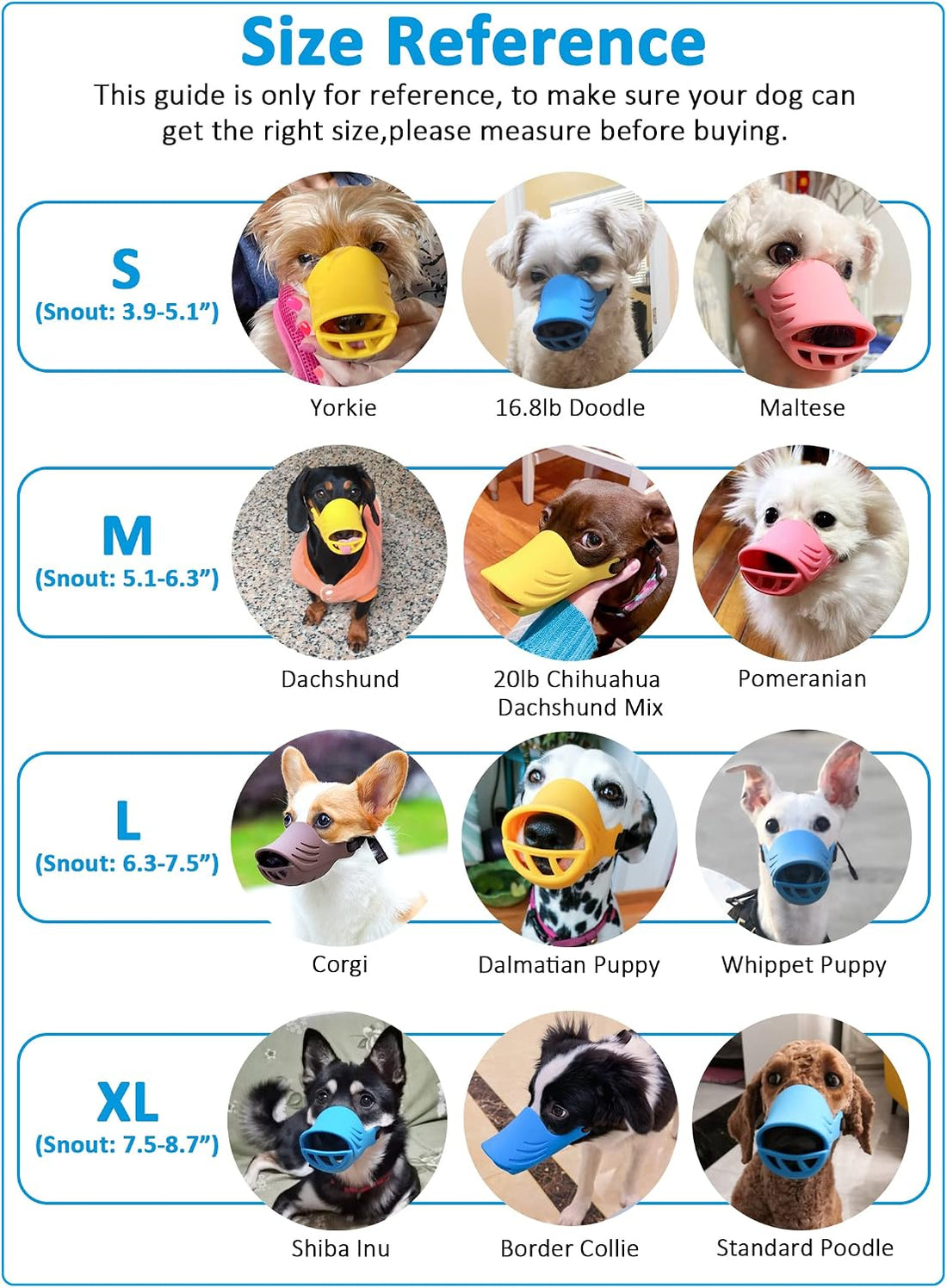 LUCKYPAW Soft Duck Silicone Dog Muzzle for Small Medium Dogs Poodle