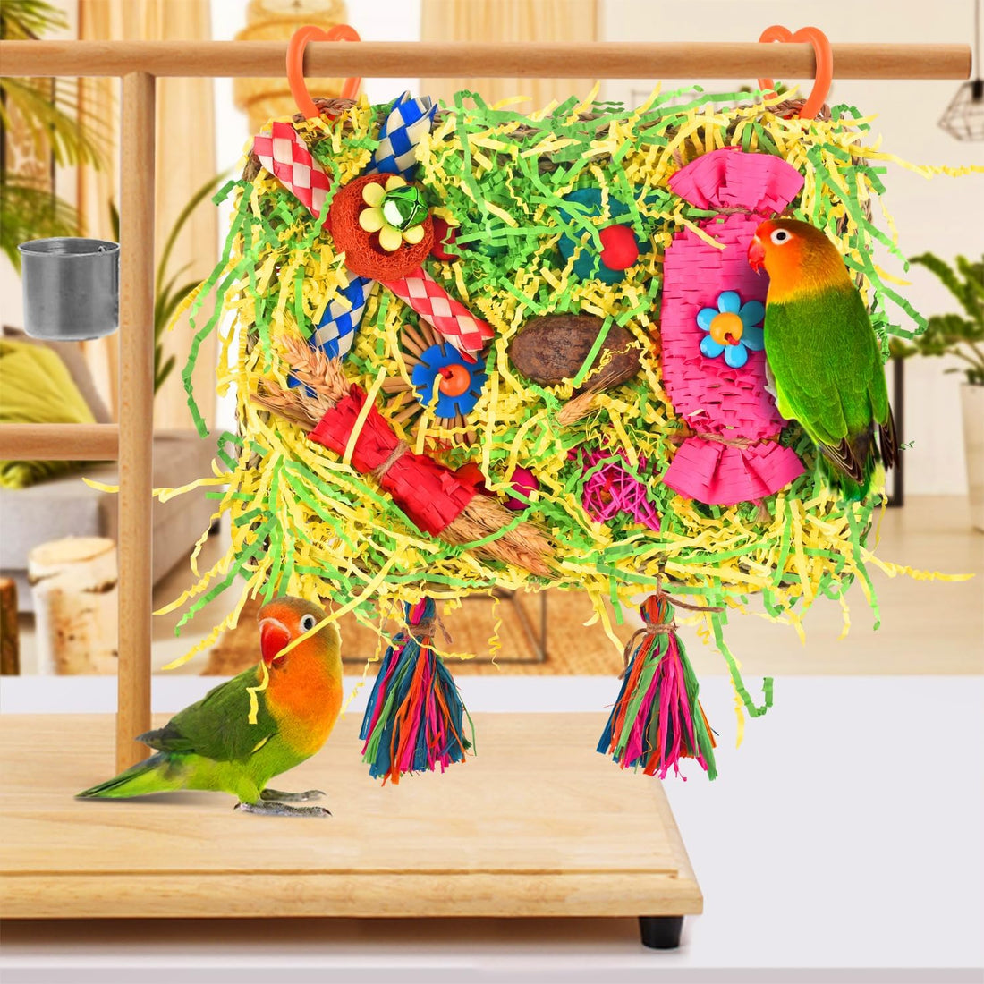 KATUMO Bird Toy, Large Size Grass Mat Foraging Shredding Hanging Toy