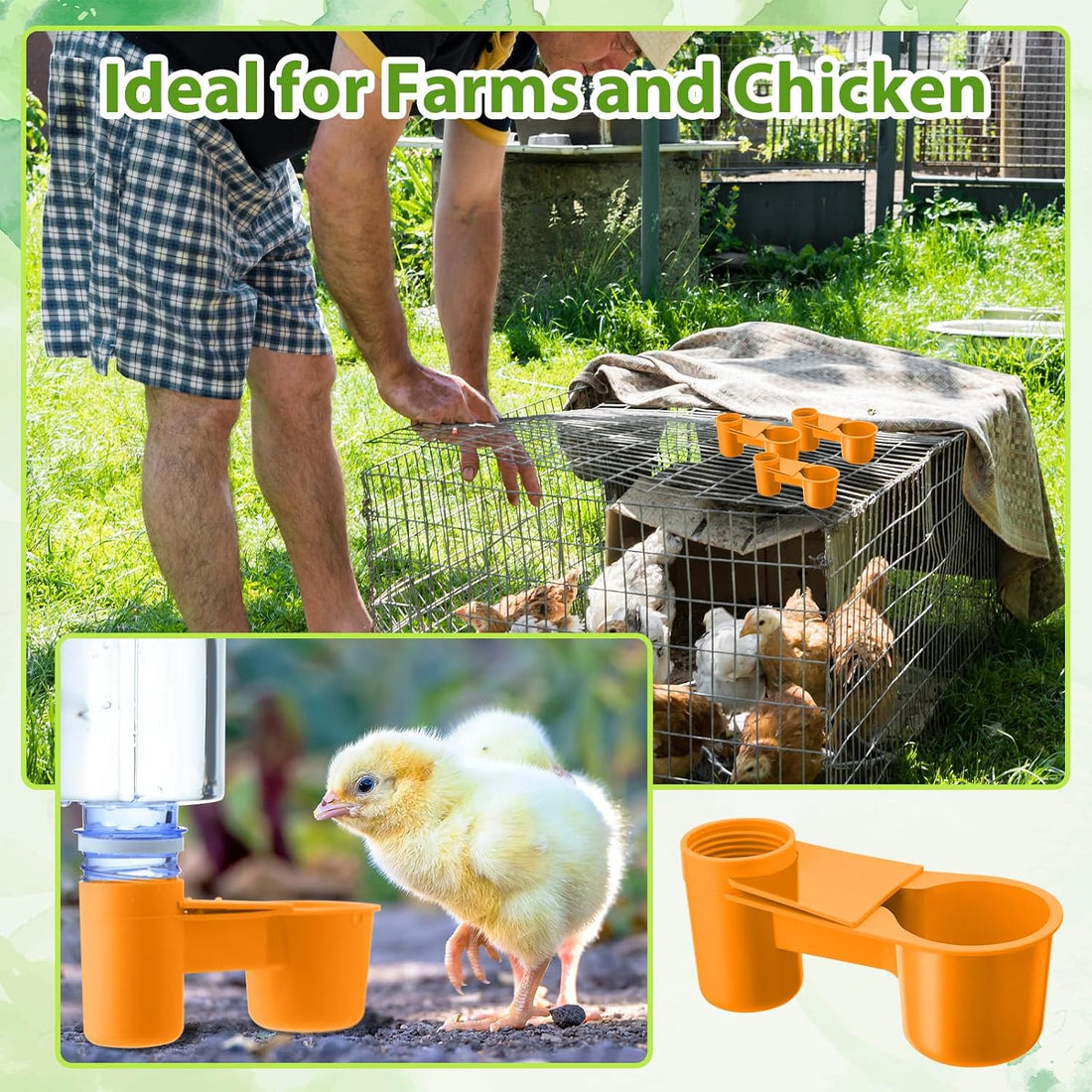 LemonRoad 24 Pcs Bird Drinker Feeder Cups Plastic Water Bottle Cup