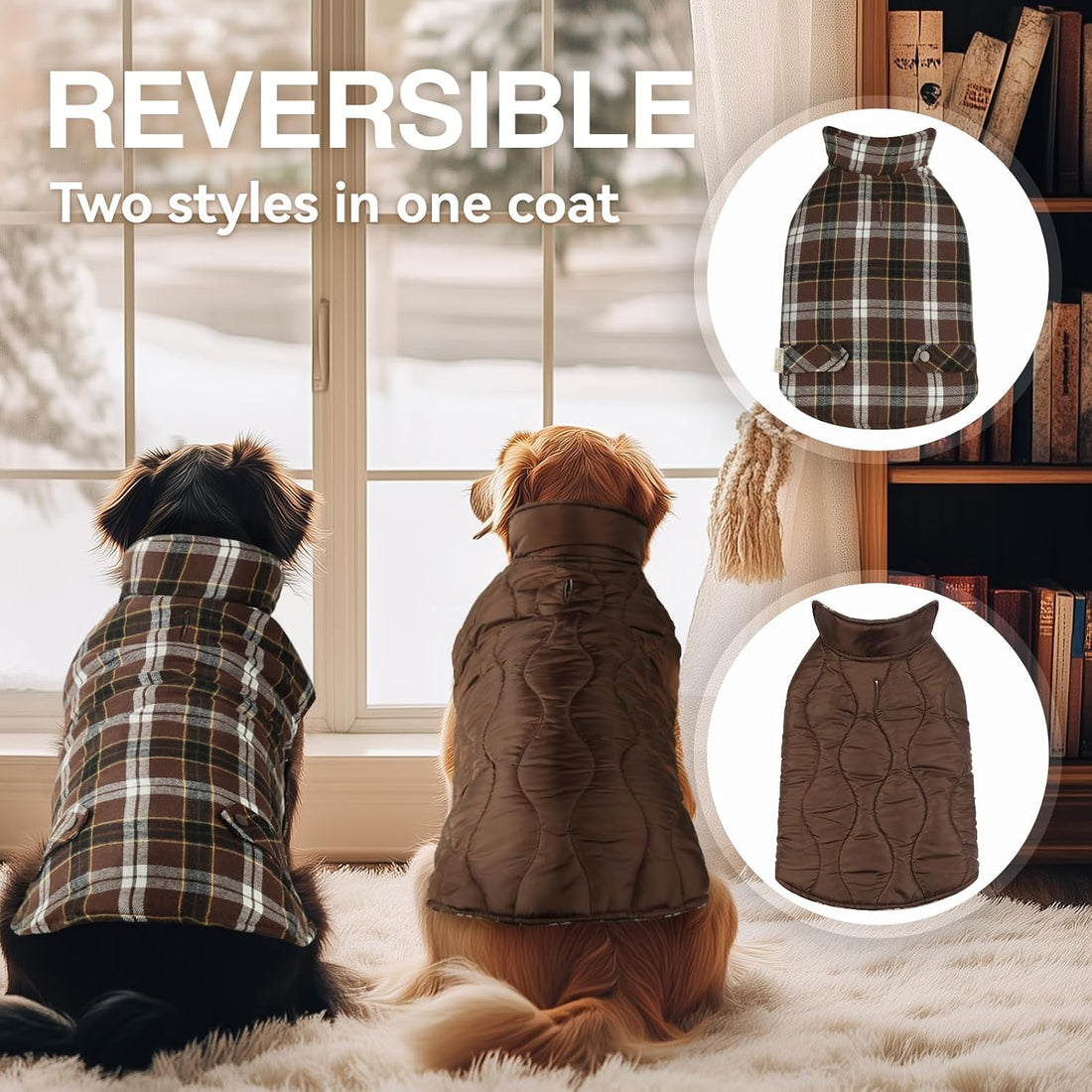 VIVAGLORY Dog Winter Coat Softjoy Warm Dog Jacket, S, Coffee