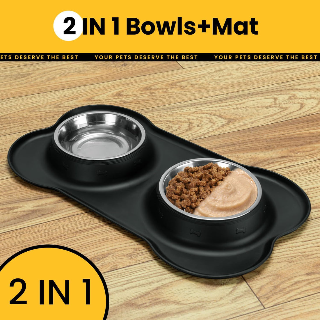 Conlun Dog Bowls with Silicone Feeding Mat