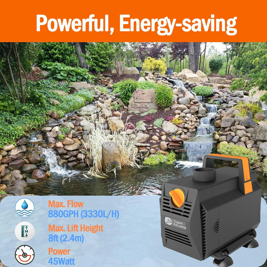 AquaMiracle 880GPH Aquarium Water Pumps Fountain Pump Pond Pump