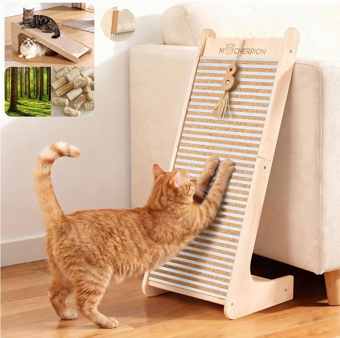 Cork Cat Scratching Cardboard-Cat Scratch Pad for Indoor-Scratcher