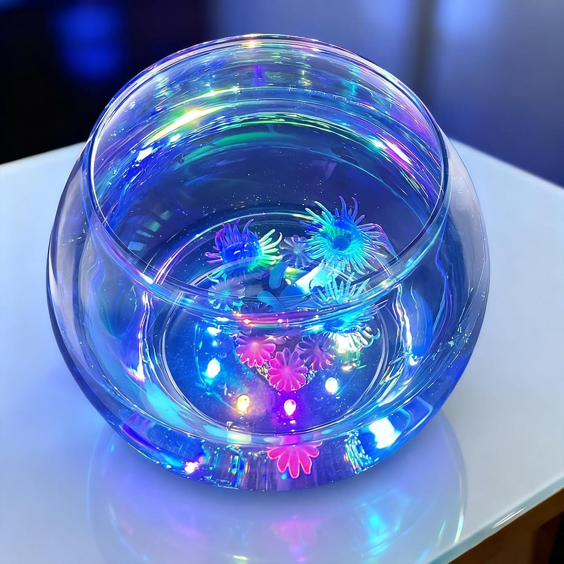 hygger 0.5 Gallon/1 Gallon Glass Fish Bowl with LED Light and Decor