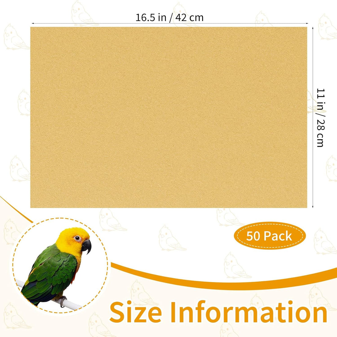 50 Pack Gravel Liner Calcium Paper for Bird Cage