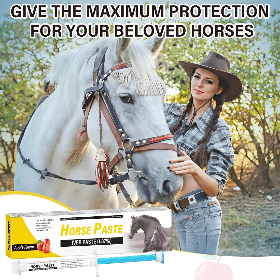 12 Pack Equine Paste 1.87% – Apple Flavored Oral for Horse