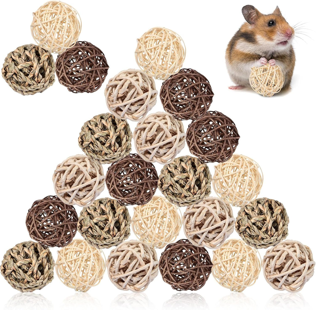 Sosation 24 Pcs Bunny Chew Grass Balls Rolling Chew Toys for Small