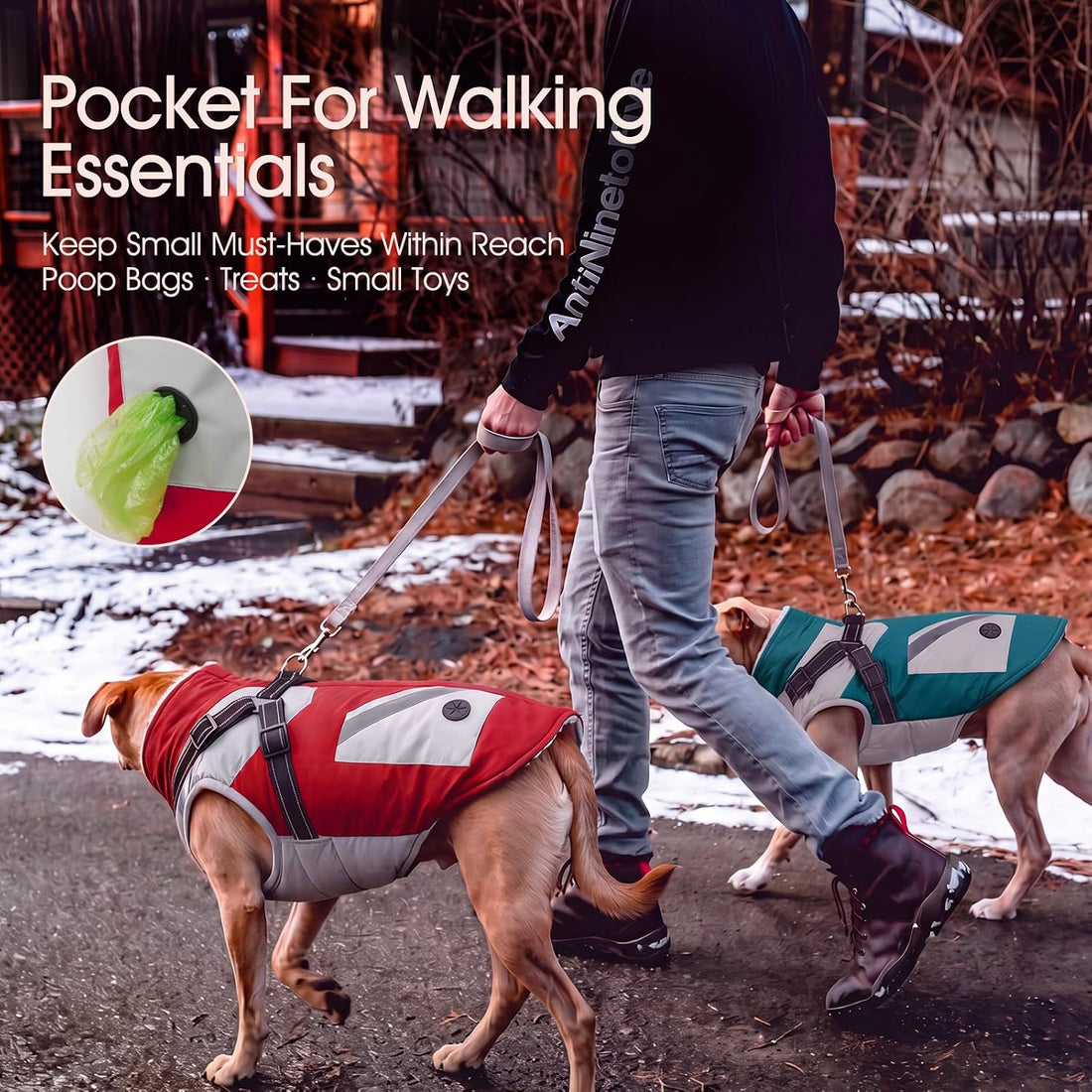 Dog Coat for Large Dogs Waterproof Dog Winter Jacket with Harness