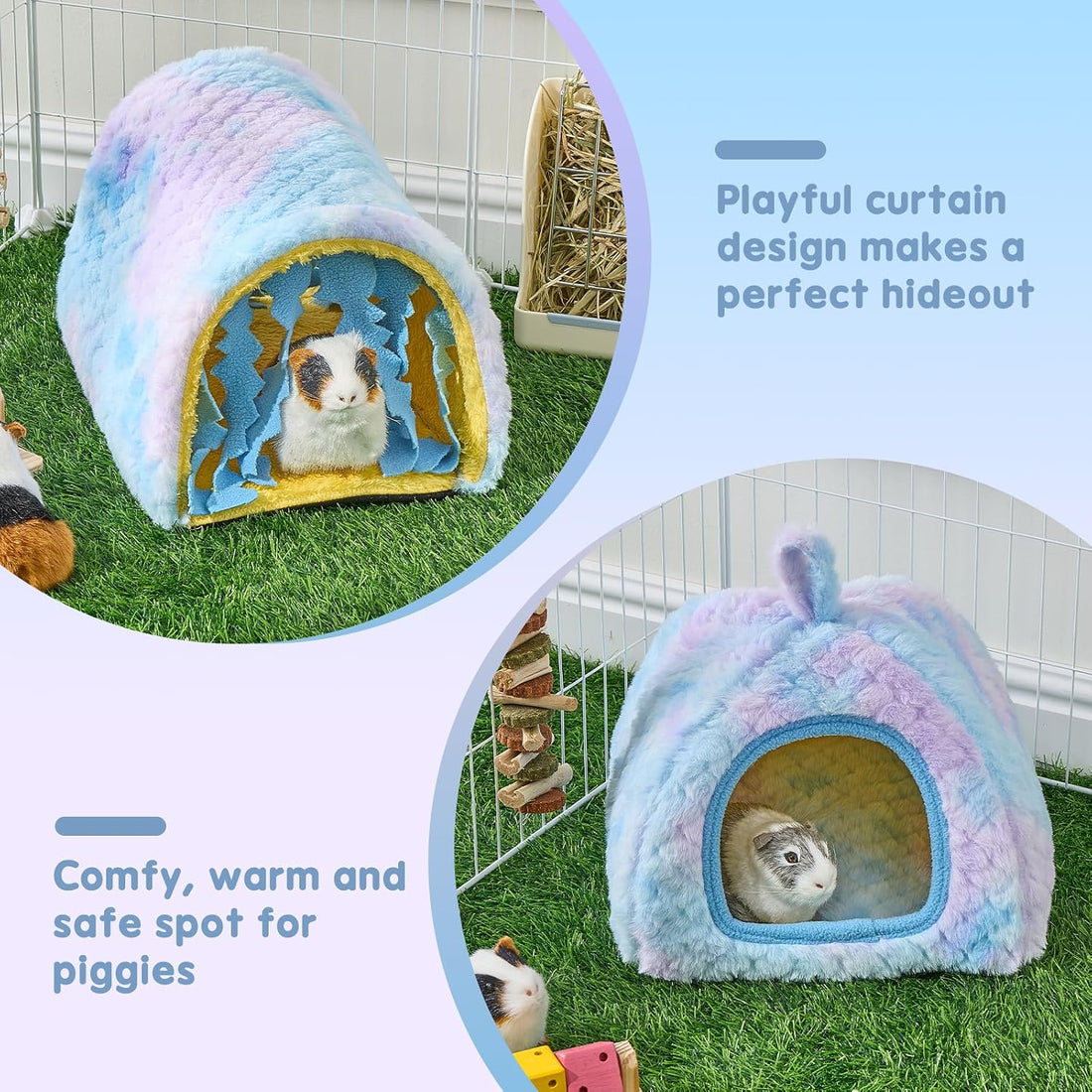 Avont 2-Pack Guinea Pig Tunnel & Hideout Bed Set