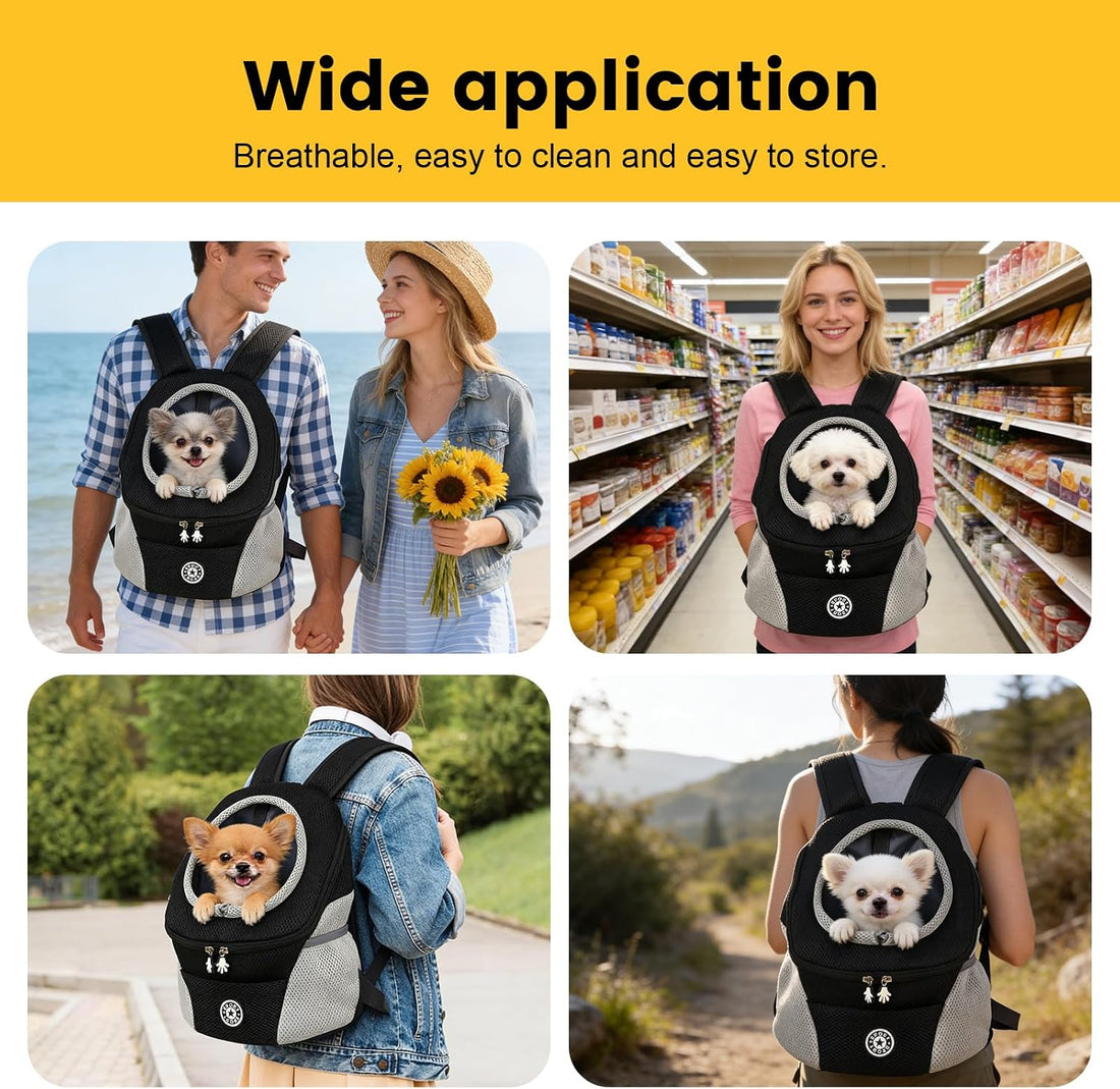 Teacup Dog Carrier Mesh Front Backpack with Side Storage Pockets