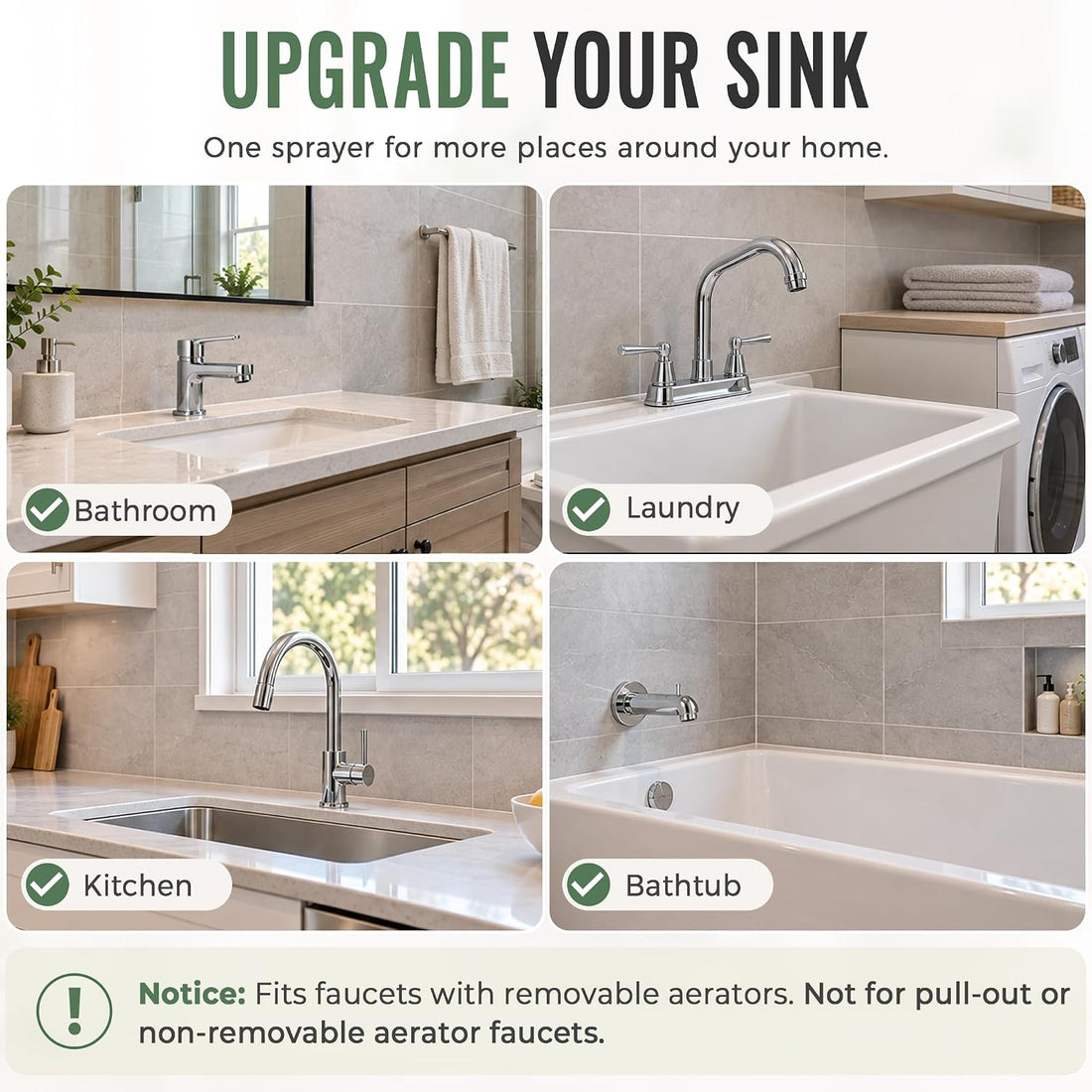 3-Mode Sink Faucet Sprayer Attachment with ON/OFF Switch