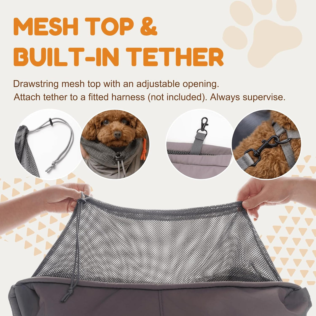 Pet Sling Carrier for Small Dogs and Cats, Hands-Free, Medium