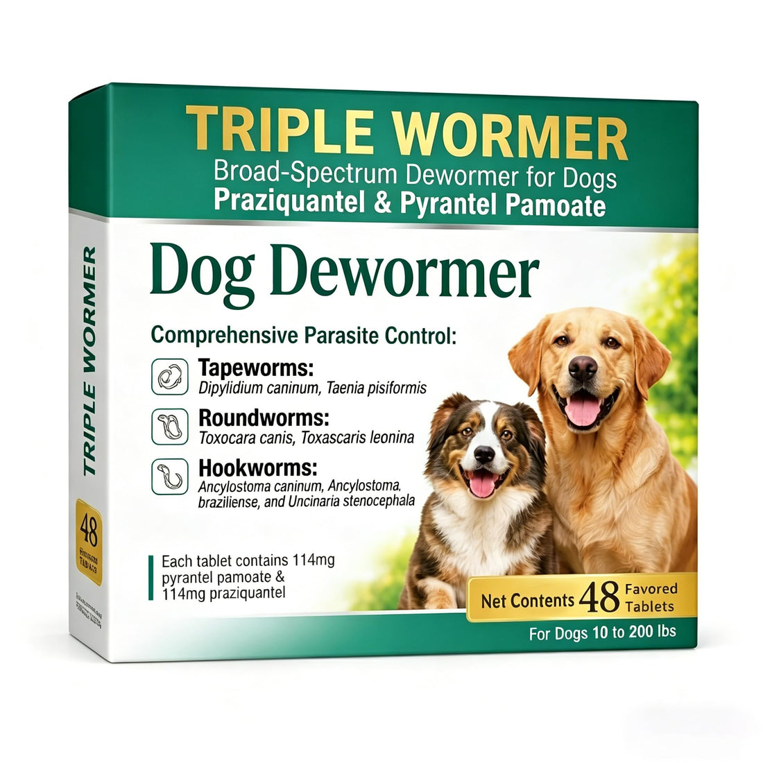 Dewormer for Dogs, Pyrantel Pamoate and Praziquantel for Tapeworms