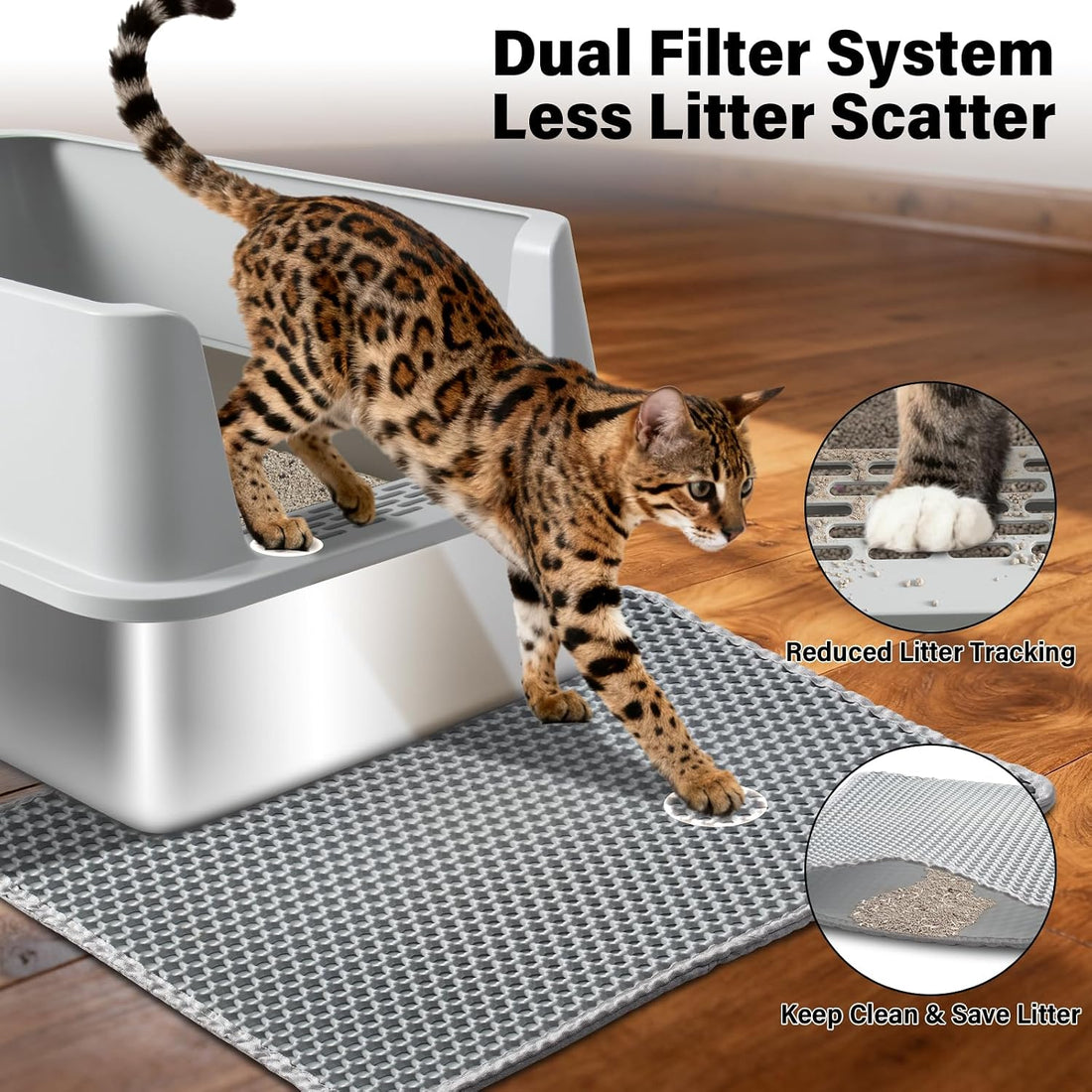 2PACK Stainless Steel Litter Box, XL Metal Cat Litter Box with Lid