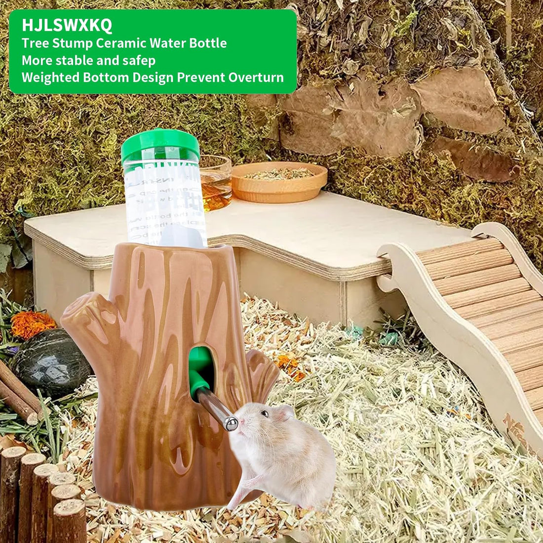 Ceramic Hamster Water Bottle 125ml with Stand，Small Animal Waterer