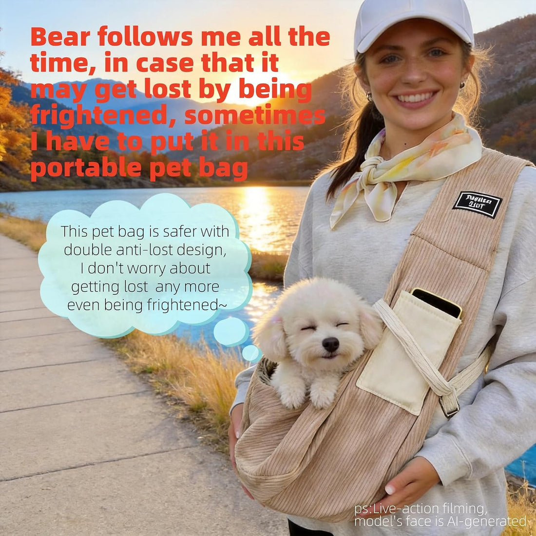 Portable Soft Sling Pet Carrier Bag for Small Dog &Cat