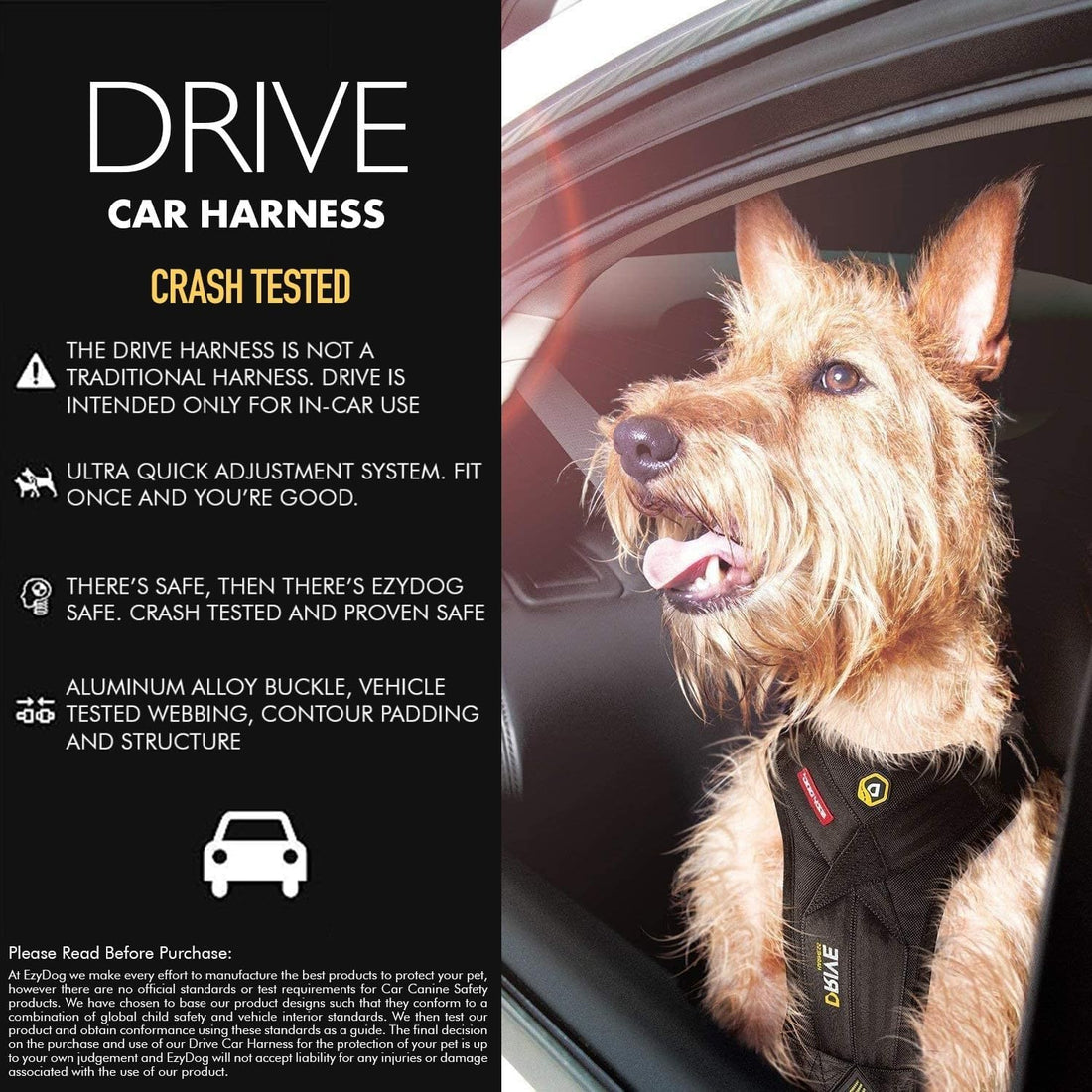 EzyDog Drive Dog Car Harness, Crash Tested and Certified - Medium