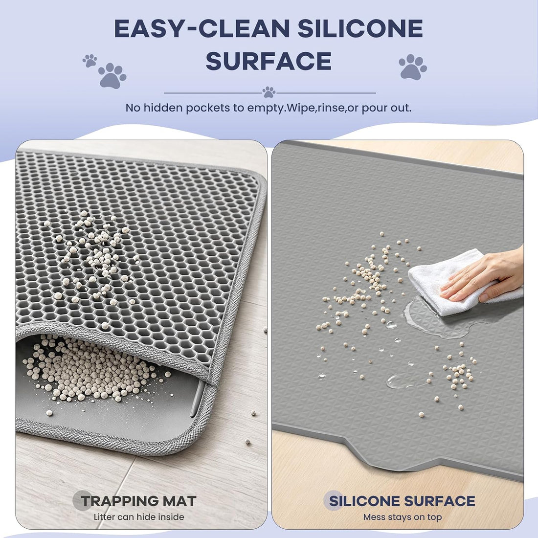 Cat Litter Mat, XL 47 x 37 in Extra Large Silicone Litter Box Mat