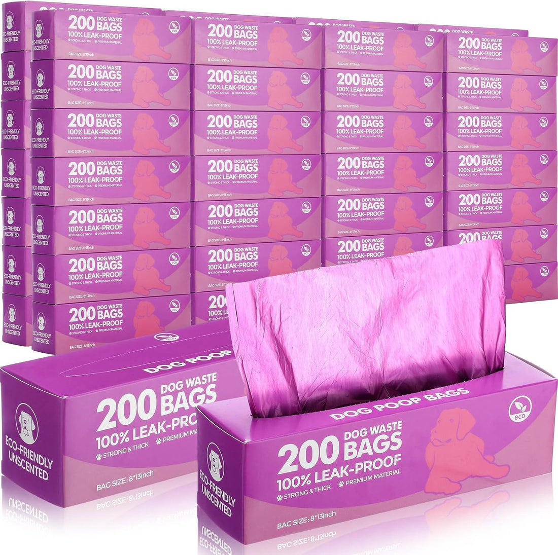 Sherr 20 Rolls 4000 Ct Dog Poop Bags Leak Proof,Black,12 X 8 Inches