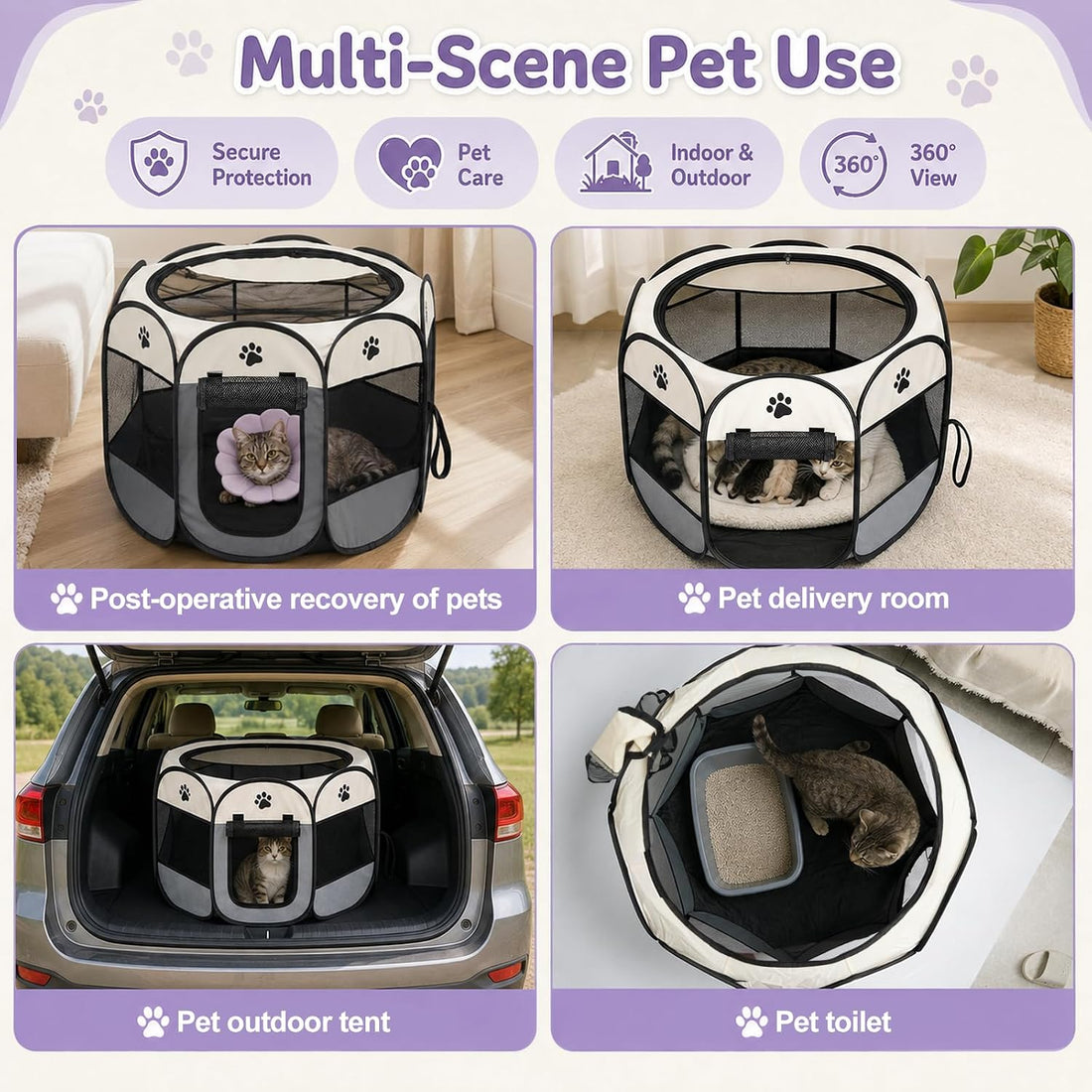 Portable Pet Playpen, Foldable Outdoor Small Animal Tent