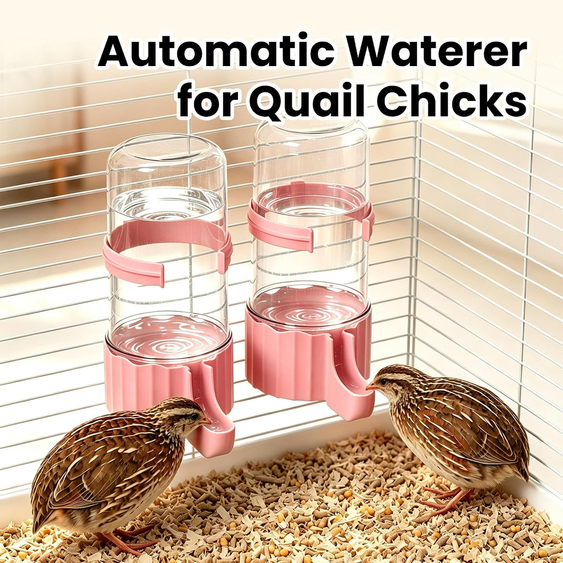 2-Pack 16.9 oz Quail Chick Automatic Waterer,No Waste Hanging Quail
