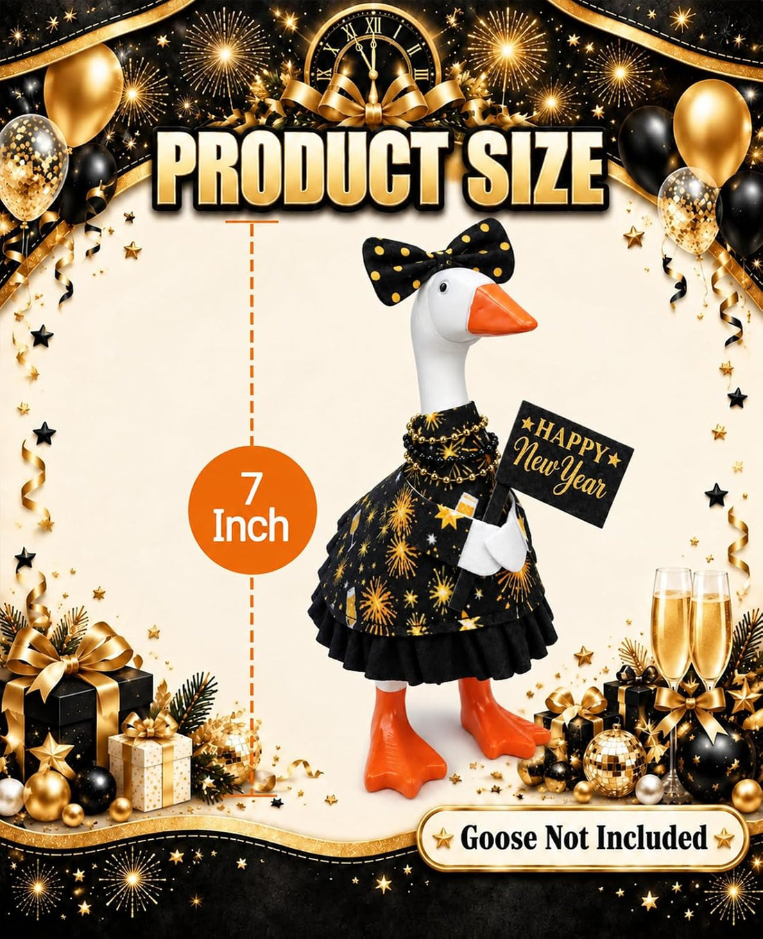 Desk Goose Outfits 7 inches, New Year's Eve Mini Desktop Goose Cloth