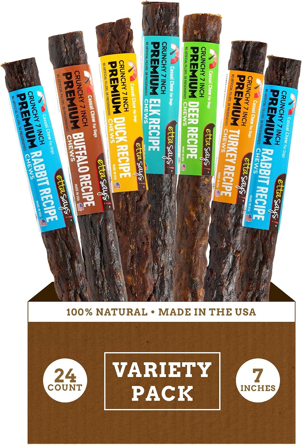 etta says! Premium Crunchy Dog Chews 7” Variety Pack
