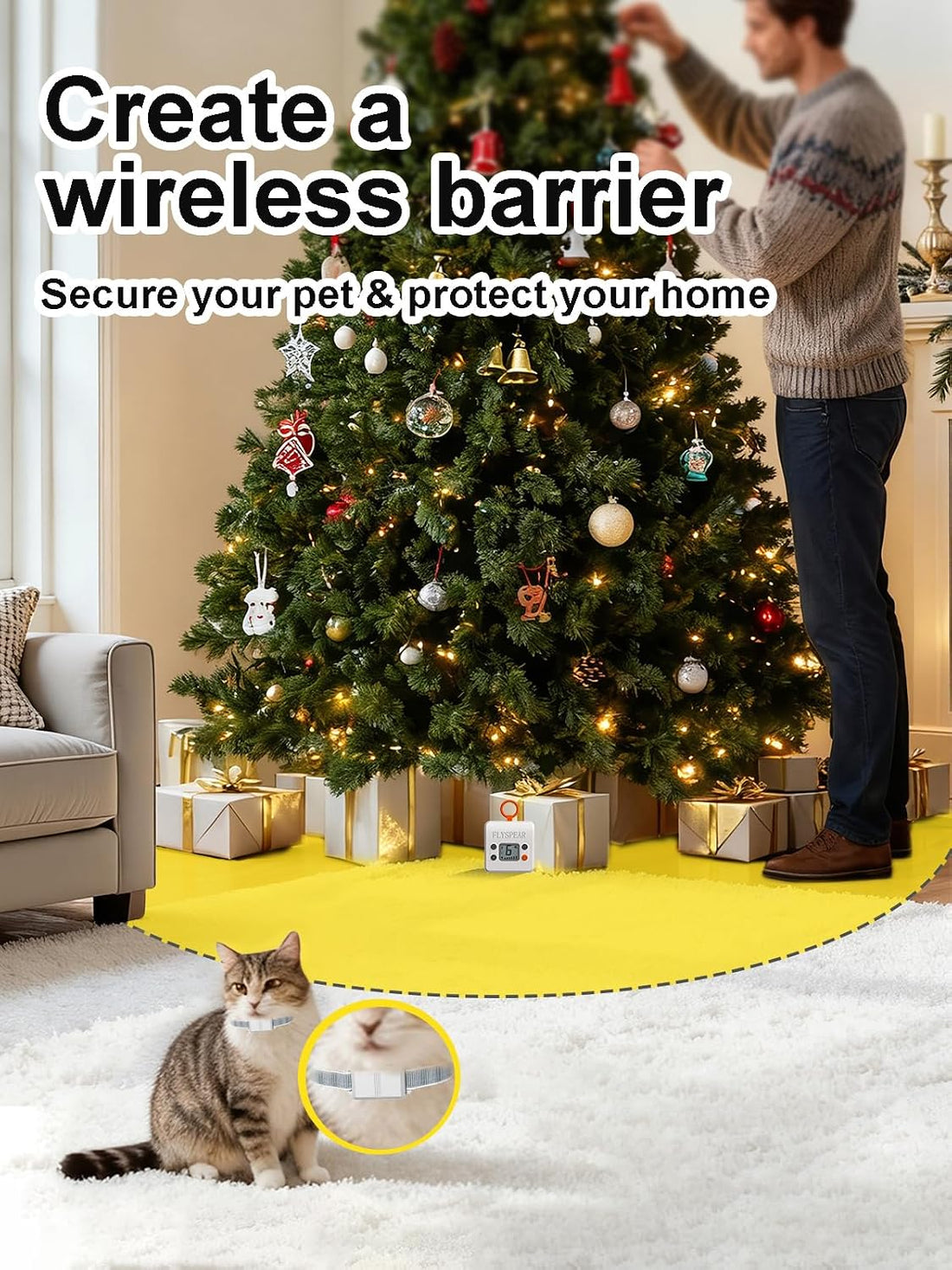 FLYSPEAR Extra Receiver Collar for Indoor Wireless Cat Barrier