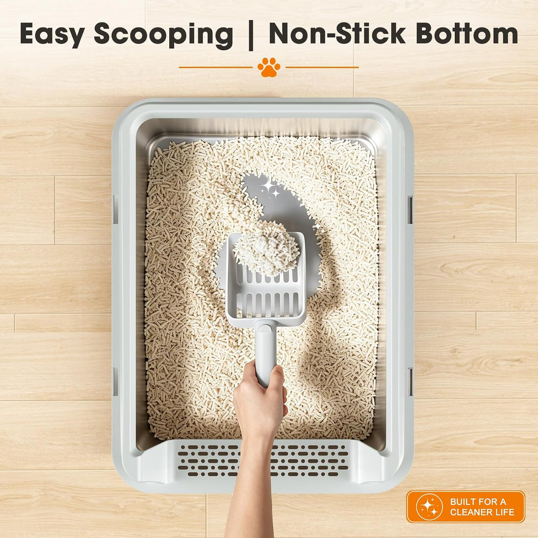 AIPERRO Stainless Steel Litter Box with Lid