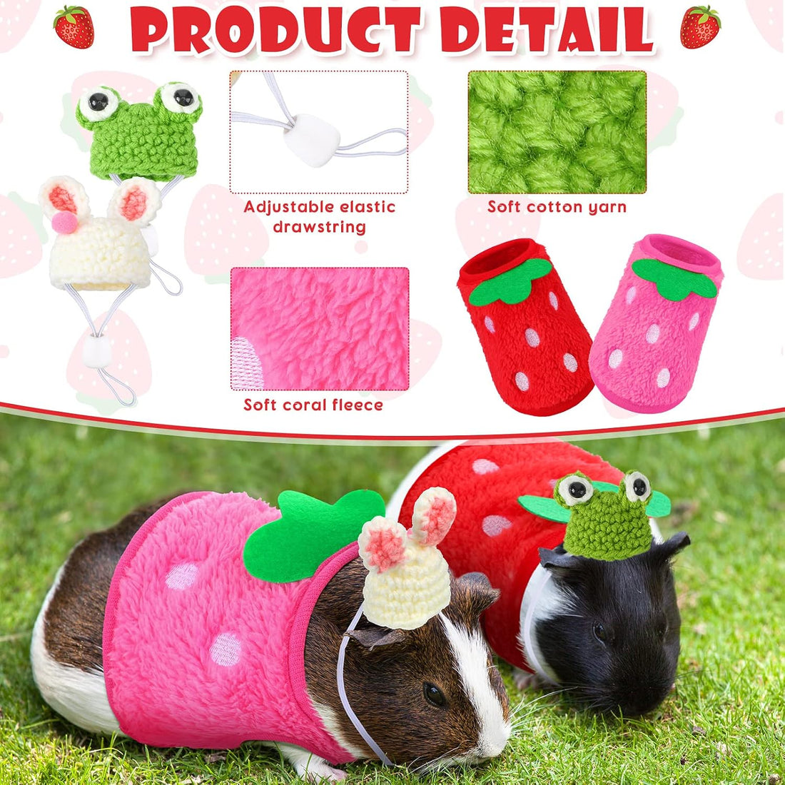Mixweer 4 Pieces Guinea Pig Stuff Includes 2 Guinea Pig Clothes and 2