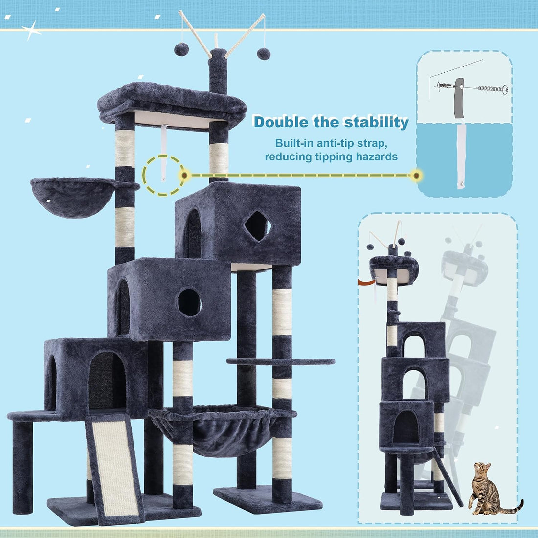 Hey-brother Cat Tree Tower with 3 Condos