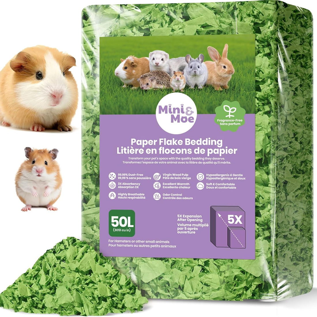 Hamster Bedding 50L Guinea Pig Paper Bedding Odor Control 99%
